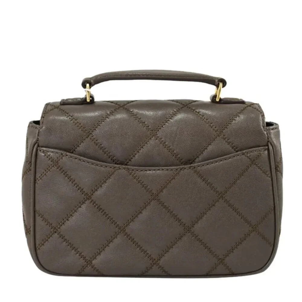 Tory Burch Willa Mini Top Handle Bag Volcanic Stone Quilted Leather